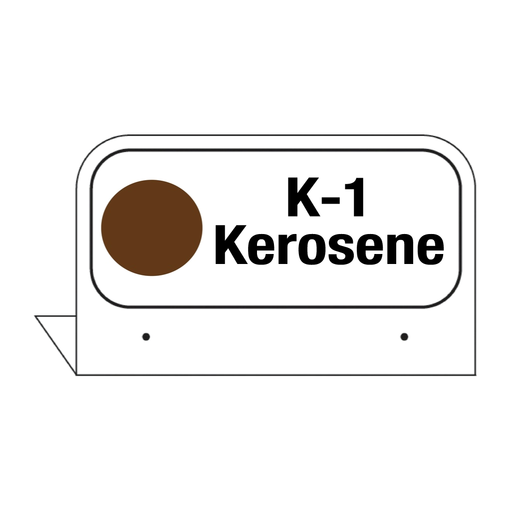 FPI-11-K1- 3.5" x 2.625" Fill Pipe ID Tag "K-1 KEROSENE" API Color and Code - Brown/Black"