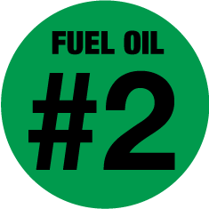 DGS-3-#2FO - 3.25" x 3.25" "#2 FUEL OIL" Black on Green - Printed on Styrene and laminated with Vtec