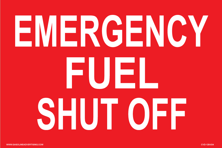 CVD-128-034 - 12"W X 8"H - EMERGENCY FUEL SHUT OFF Decal