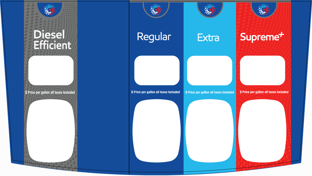 DG42-PO41-SYN Synergy Graphic for Ovation 2 - 3+1 Dispenser -  Diesel Efficient, Regular, Extra, Supreme+