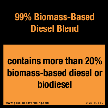 D-30-99BBD  3" x 3" 99% BIOMASS-BASED DIESEL BLEND - Decal