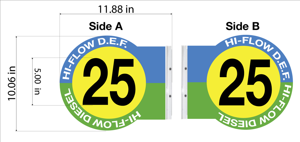 PS10-CUS-HFDEFDSL- 10" ROUND PUMP #'s - Custom Layout for Hi Flow D.E.F. and Hi Flow Diesel