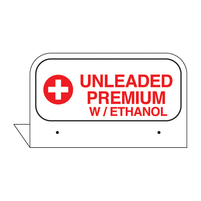 FPI-PE-04 - 3.5" x 2.625" Fill Pipe ID Tag "UNLEADED PREMIUM W/ ETHANOL"