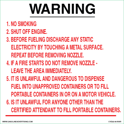CVD22-66-WAR - 6" W x 6" H  WARNING... Decal