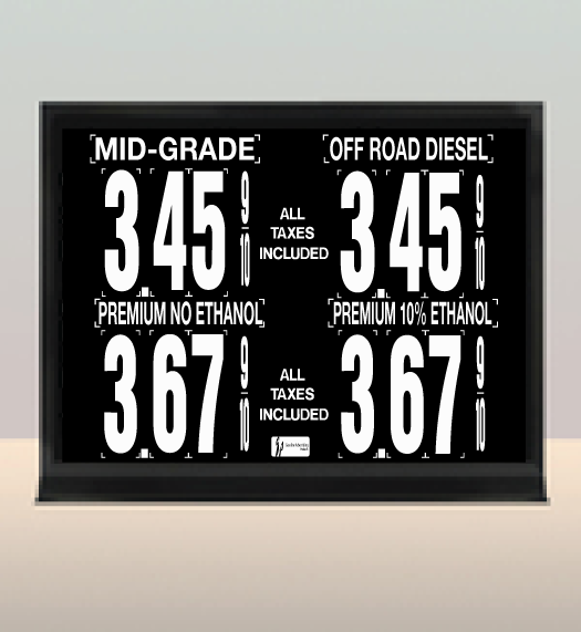 4 Grades - Helix M450-HLX Series Pump Top Fuel Price sign w/ 4.5" Magnetic Digits