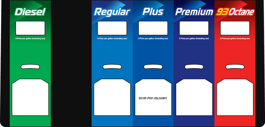 DG10P-PO51-DSLSUN93 4+1 Sunoco Encore Premium Dispenser Product ID Overlay - E6S0905G055