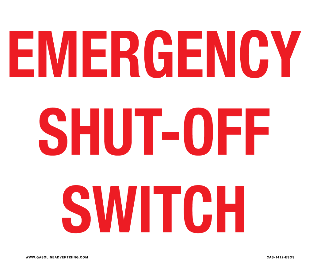 CAS-1412-ESOS - 14"W x 12"H Emergency Shut-Off Switch -2" High Letters - Aluminum Sign