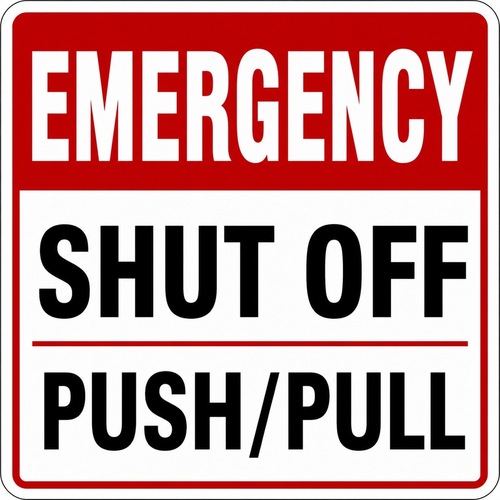 CAS-1212-ESOPP 12" X 12" Aluminum Sign, "Emergency Shut Off Push/Pull"