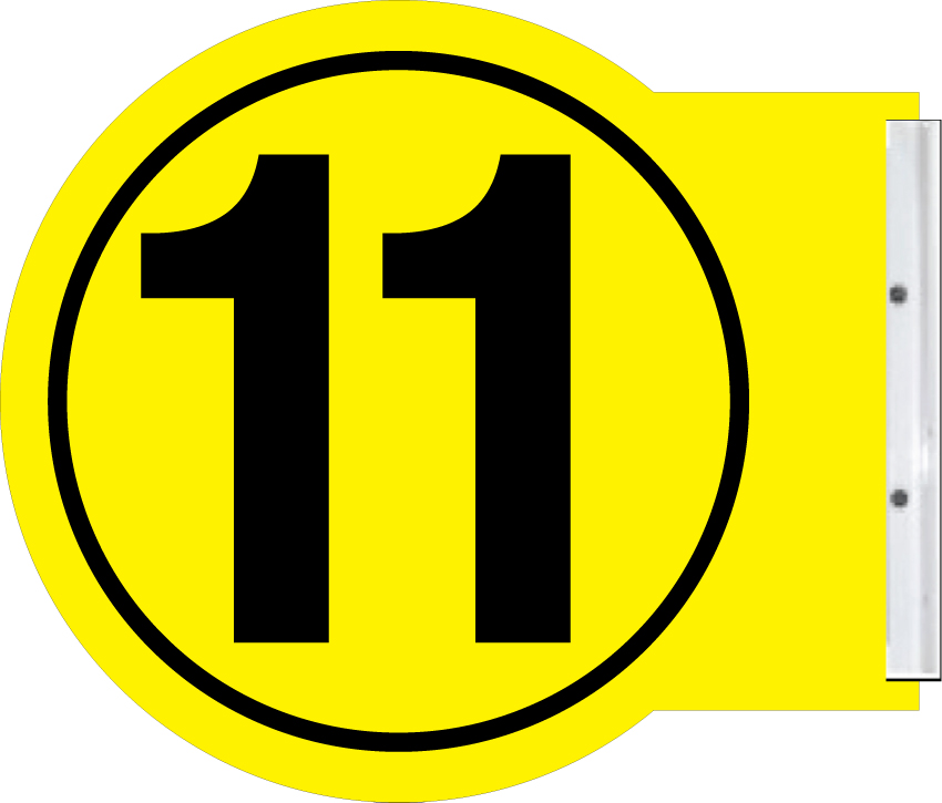 PS10-BY-11  - Black 10 on Yellow background Pump Number Sign - Same # - Double sided