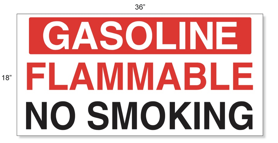 AST Gasoline Decal - 36"w X 18"h - Gasoline Flammable No Smoking