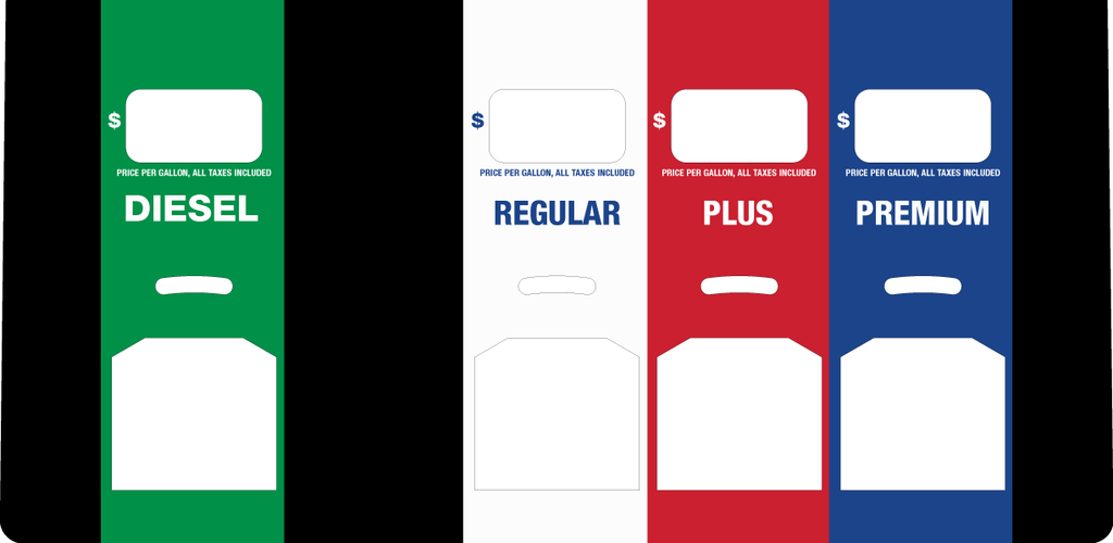 DG10-PO41-DRPP-PMS - 3+1 Product Overlay for Gilbarco 500/700 - Diesel - Regular - Plus - Premium