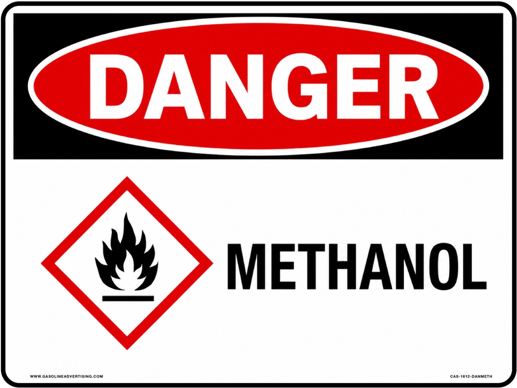 CAS-1612-DANMETH - 16"W X 12.0"H - Danger Methanol - Aluminum Sign