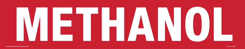 HPD-255-METH - 25"W X 5"H - Methanol - Decal - White on Red