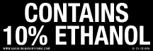 D-31-CE10% 3" X 1" "CONTAINS 10% ETHANOL" White letters on Black background