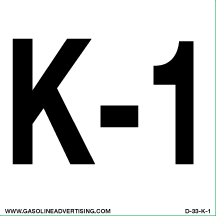 D-33-K1 - 3"W x 3"H - K-1 - Black Letters on White Background Decal