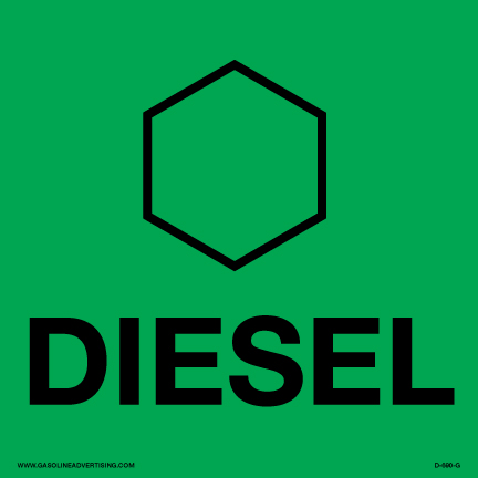 D-690-G - 6"W x 6"H - API Code DIESEL Black on Green