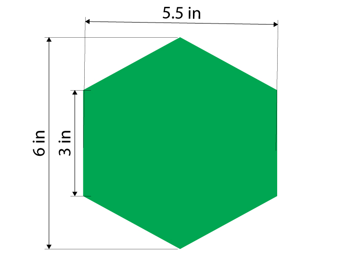 CVL-HEX-6-G - 5.5"W x 6"H - Green Hexagon - Green Vinyl