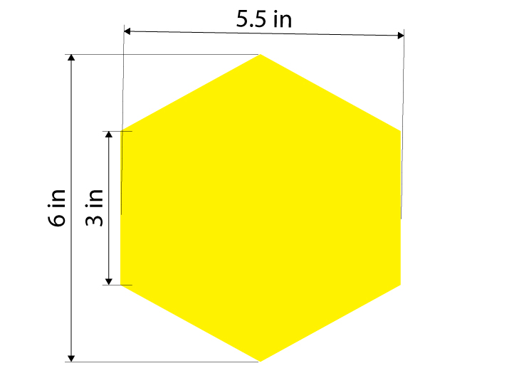 CVL-HEX-6-Y - 5.5"W x 6"H - Yellow Hexagon - Yellow Vinyl