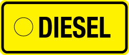 3.5" X 1.5" - DIESEL - with a .10" hole on the left center Black and Yellow Background, Foam Core Aluminum