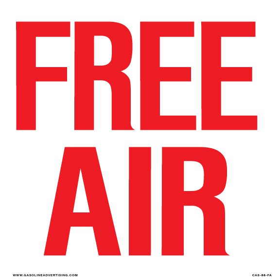 CAS-88-FA  8" x 8" - "FREE AIR"  Red on White Aluminum