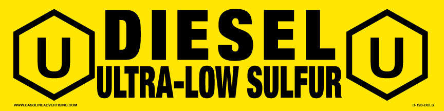 D-123-DULS - 12"W X 3"H - DIESEL ULTRA LOW SULFUR - API Symbol - Black on Yellow Decal