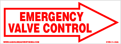 CVD17-135A - 5.5"W X 2"H - EMERGENCY VALVE CONTROL Decal