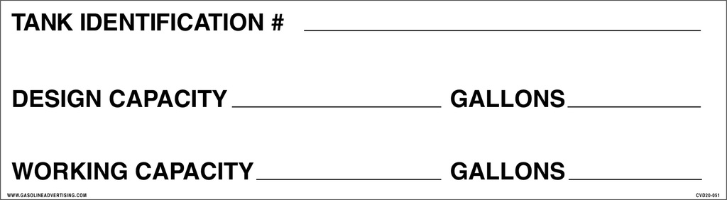 CVD20-051 - 10"W X 2.75"H - TANK IDENTIFICATION #... Decal