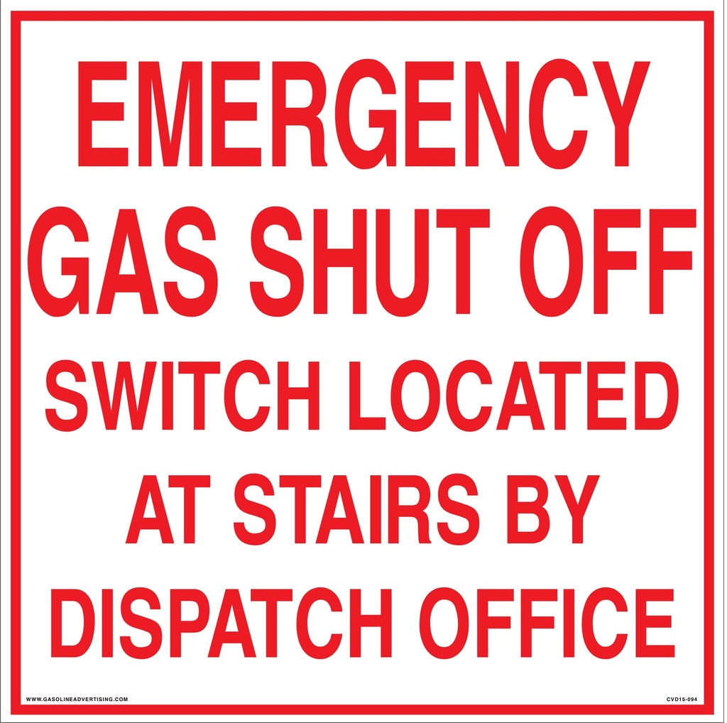 CVD15-094 - 12"W X 12"H - EMERGENCY GAS... Decal