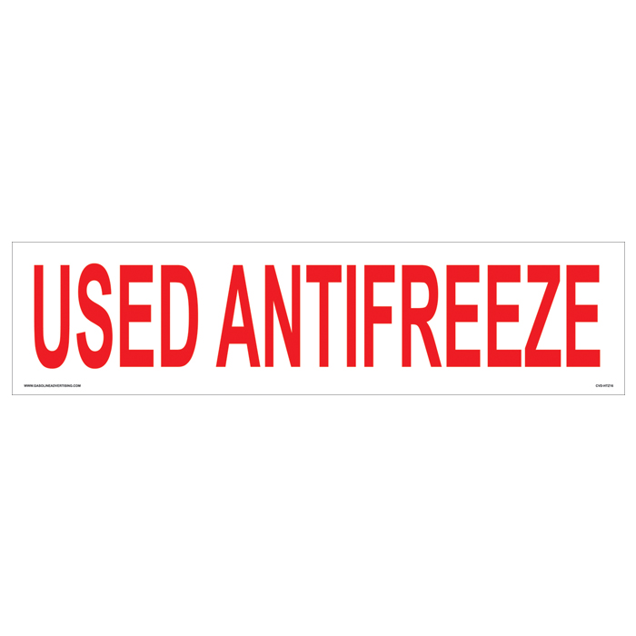 CVD-HTZ16 - 24"W x 6"H - USED ANTIFREEZE Decal