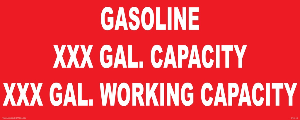 CVD16-144 - 25"W X 10"H - GASOLINE... Decal