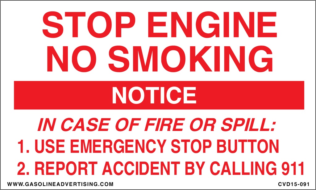 CVD15-091 - 5"W X 3"H - STOP ENGINE... Decal