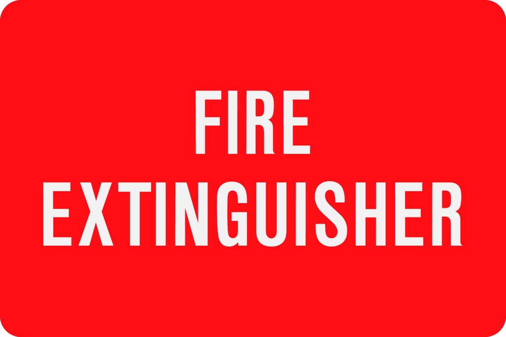 AS-51 - 12" x 8" Metal - Fire Extinguisher - White On Red Aluminum