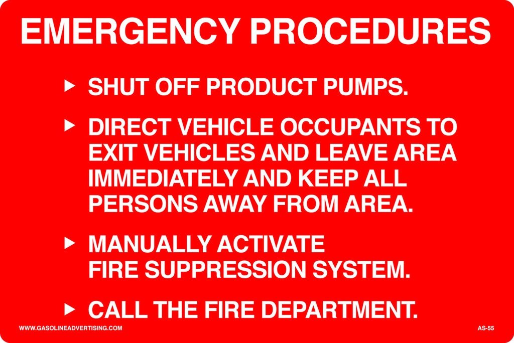 AS- 55 - 12" x 8" Metal - Emergency Procedures