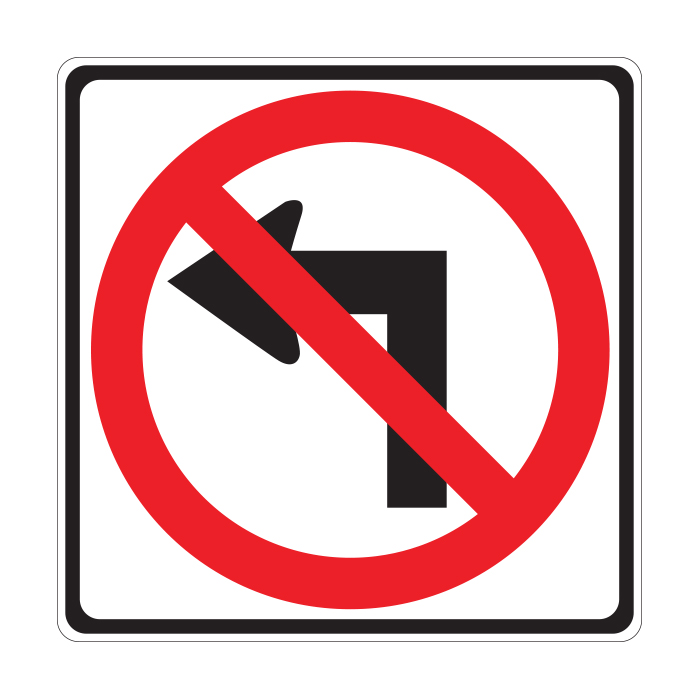 RTS-35 Traffic Signs - "No Left Turn"  Reflective
