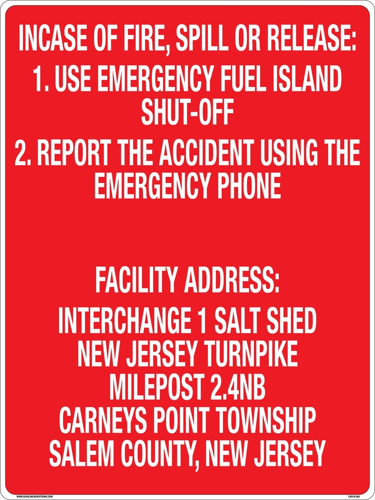 CAS18-063 - 18" x 24" Metal - Emergency Procedures