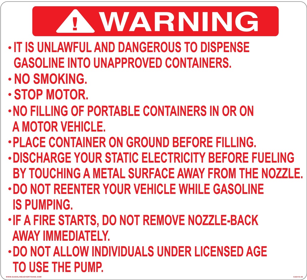 CAS15-35 - 20" x 22" Metal - Warning...