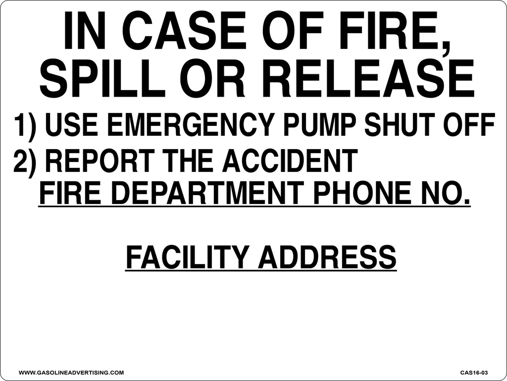 CAS16-03 - 16" x 12" Metal - Emergency Procedures