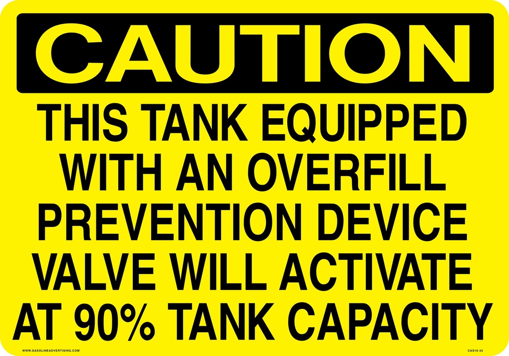 CAS16-33 20" x 14" Metal - Tank Capacity Warning
