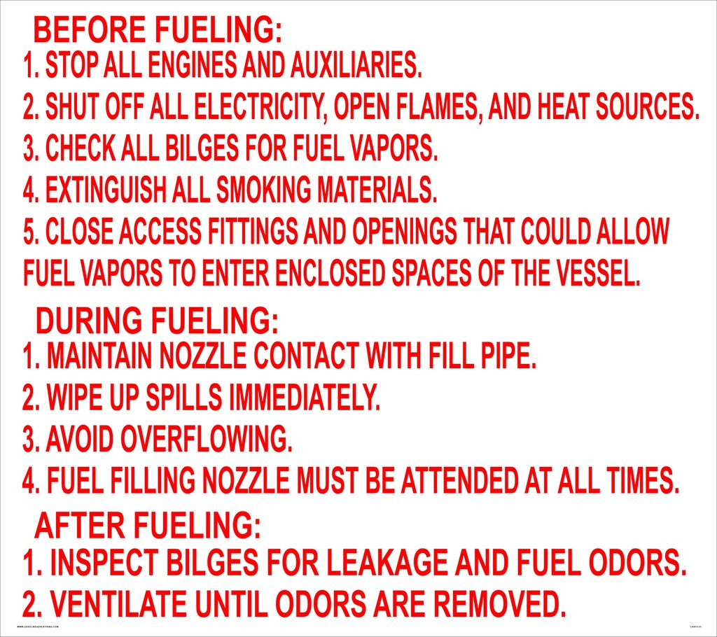 CAS13-31 - 54" x 48" Metal - FUELING INSTRUCTIONS...BEFORE FUELING...