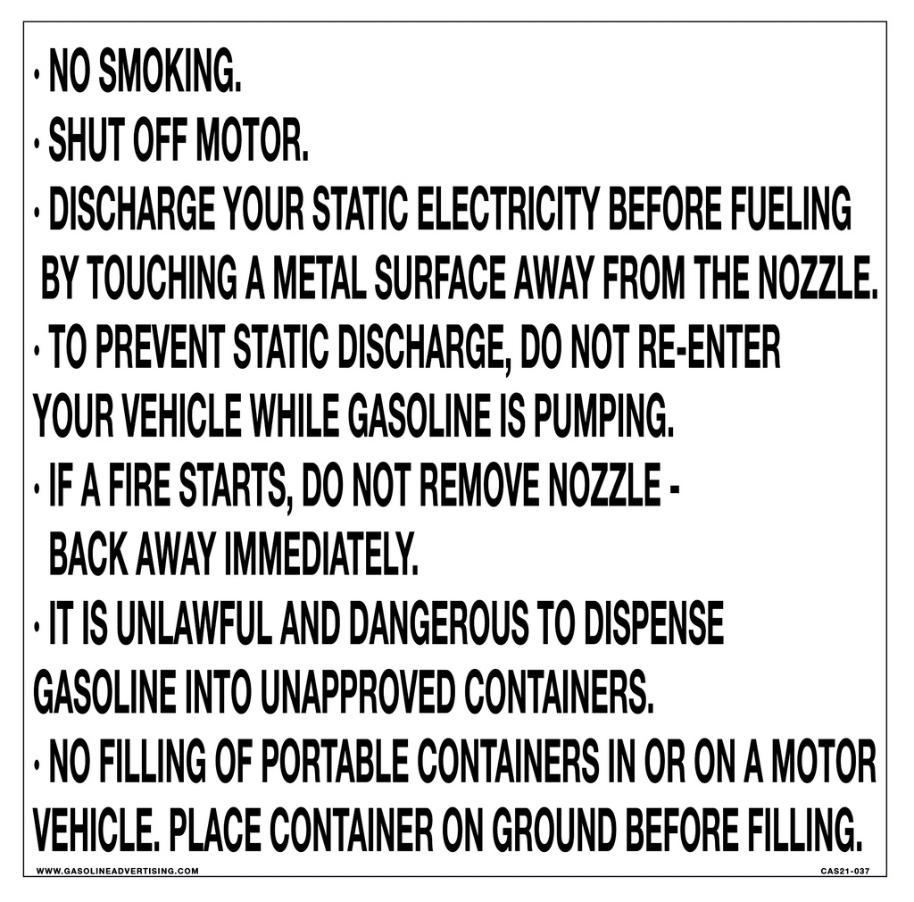 CAS21-037 - 12"W x 12"H NO SMOKING Aluminum Sign