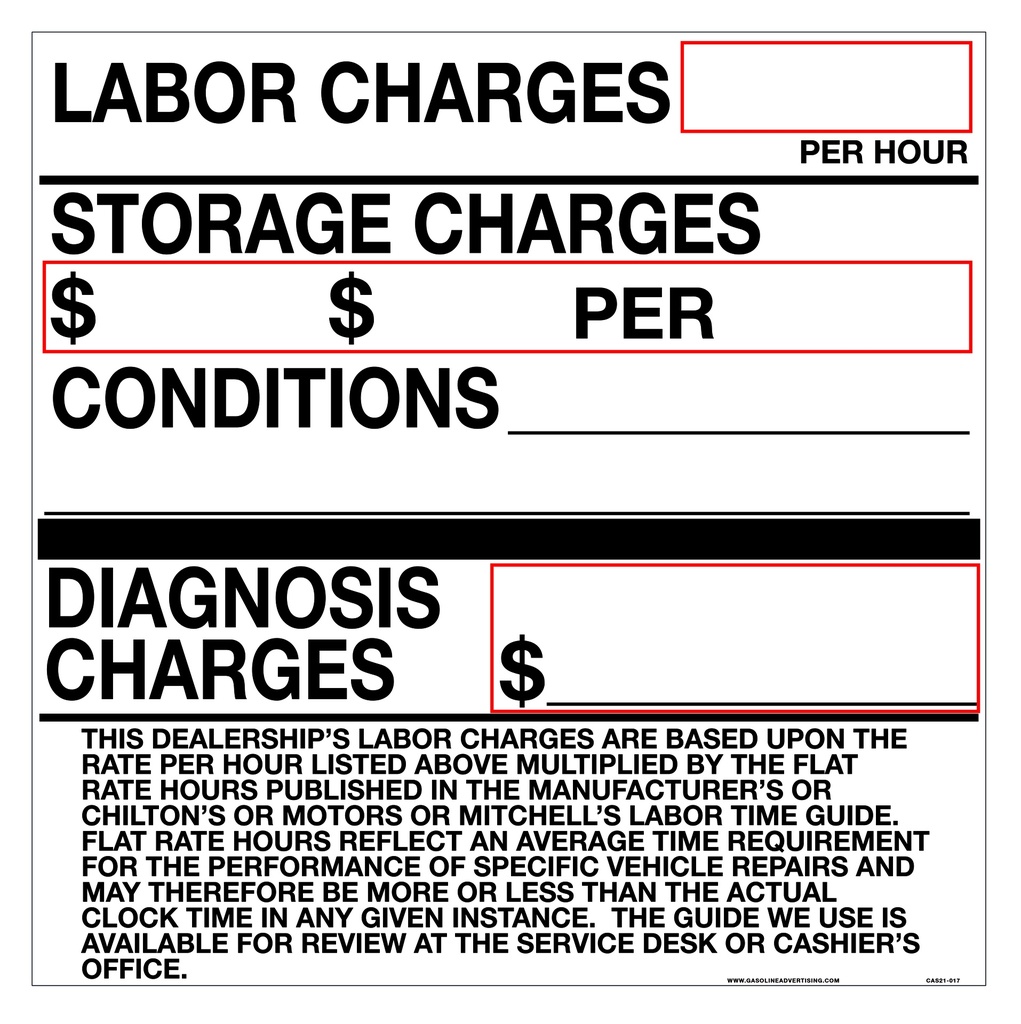 CAS21-017 - 24"W x 24"H CHARGES Aluminum Sign