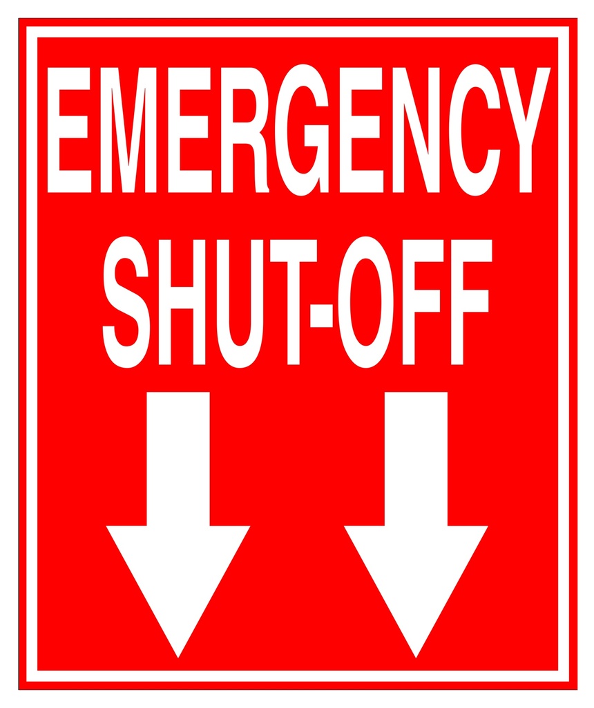 CAS21-001 - 10"W x 12"H EMERGENCY SHUT-OFF Aluminum Sign