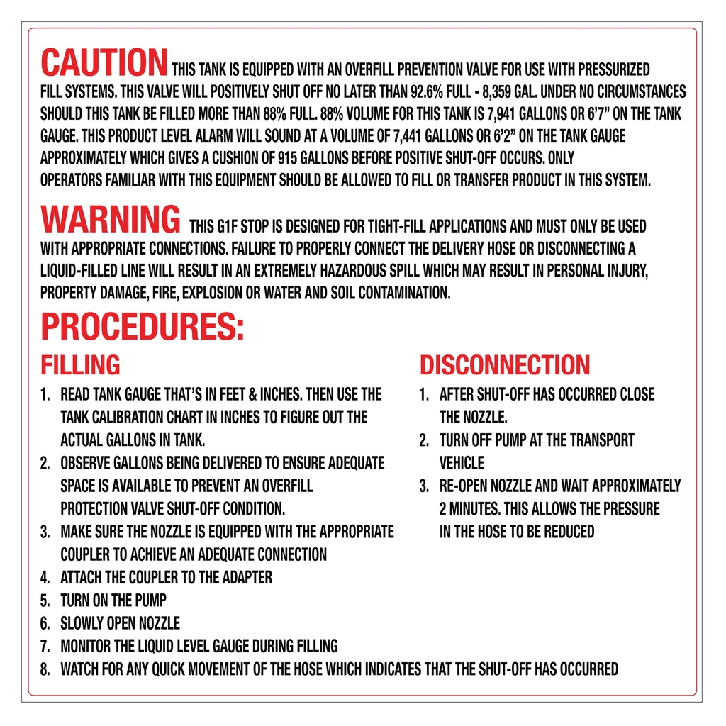 CAS20-083-T2DSL - 25"W x 25"H CAUTION WARNING PROCEDURES Aluminum Sign