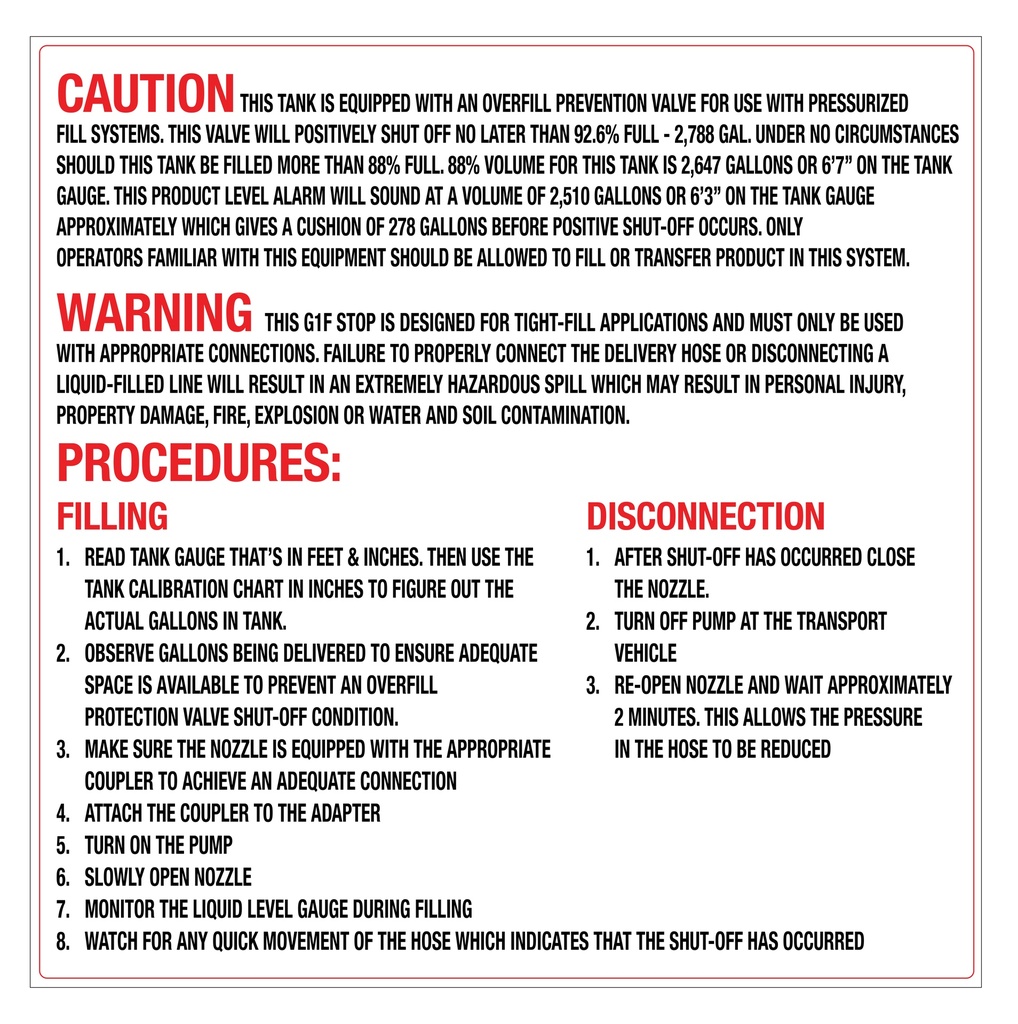 CAS20-083-T1UNLD - 25"W x 25"H CAUTION WARNING PROCEDURES Aluminum Sign