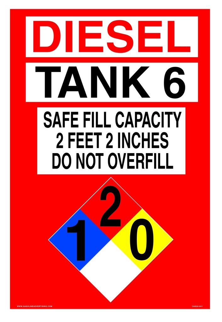 CAS20-041 - 16"W x 24"H DIESEL TANK 6 Aluminum Sign