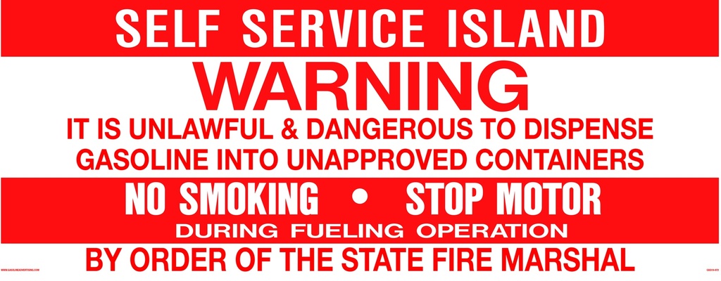 CAS19-072 - 30"W x 12"H SELF SERVICE ISLAND WARNING Aluminum Sign