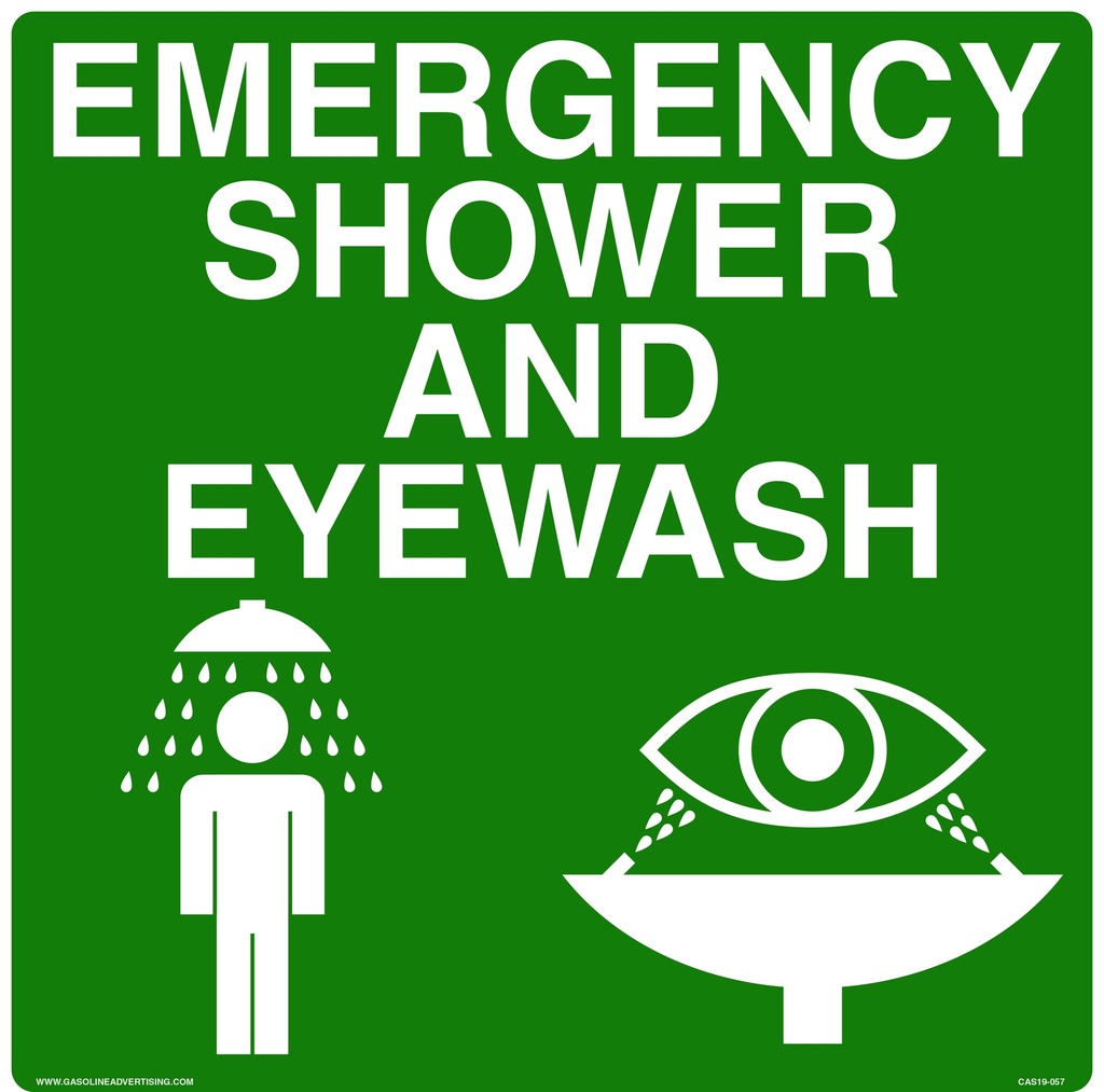 CAS19-057 - 12"W x 12"H EMERGENCY SHOWER AND EYEWASH Aluminum Sign