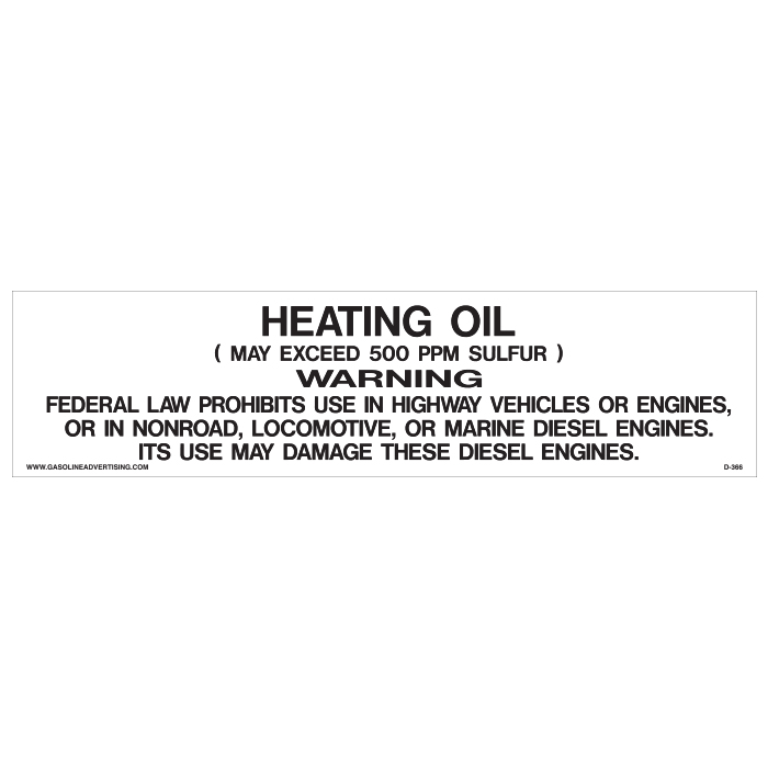 D-366 Pump Decal - HEATING OIL