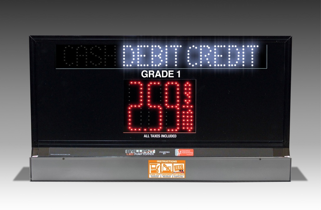 1 GRADE XL100 SERIES CASH/CREDIT TOGGLING PUMP TOP LED FUEL PRICE SIGN WITH 4.75" LED DIGITS
