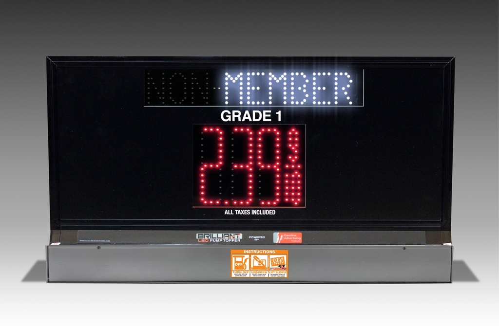 1 GRADE XL100 SERIES MEMBER/NON-MEMBER TOGGLING PUMP TOP LED FUEL PRICE SIGN WITH 4.75" LED DIGITS
